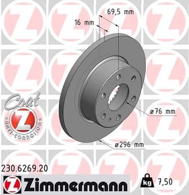 Bremžu diski ZIMMERMANN 230.6269.20 1