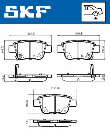 Bremžu uzliku kompl., Disku bremzes SKF VKBP 90384 A 2