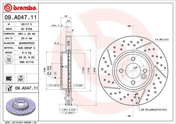 Bremžu diski BREMBO 09.A047.11 1