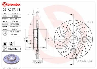 Bremžu diski BREMBO 09.A047.11 1