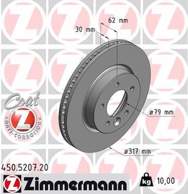 Bremžu diski ZIMMERMANN 450.5207.20 1