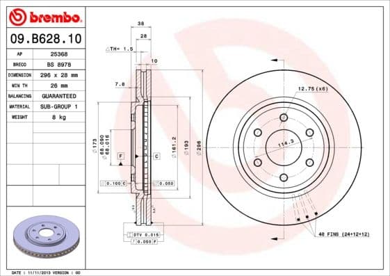 Bremžu diski BREMBO 09.B628.10 1