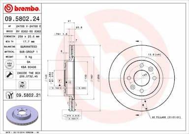 Bremžu diski BREMBO 09.5802.21 1