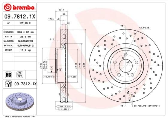 Bremžu diski BREMBO 09.7812.1X 1