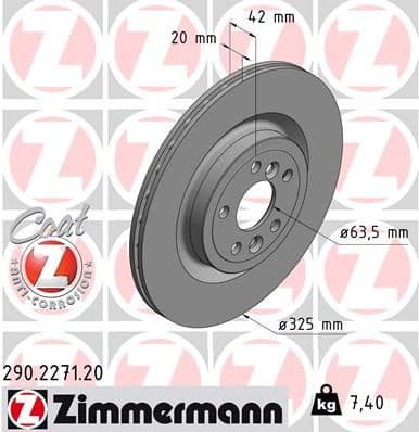 Bremžu diski ZIMMERMANN 290.2271.20 1