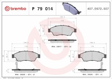 Bremžu uzliku kompl., Disku bremzes BREMBO P 79 014 1