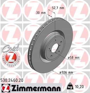 Bremžu diski ZIMMERMANN 530.2460.20 1