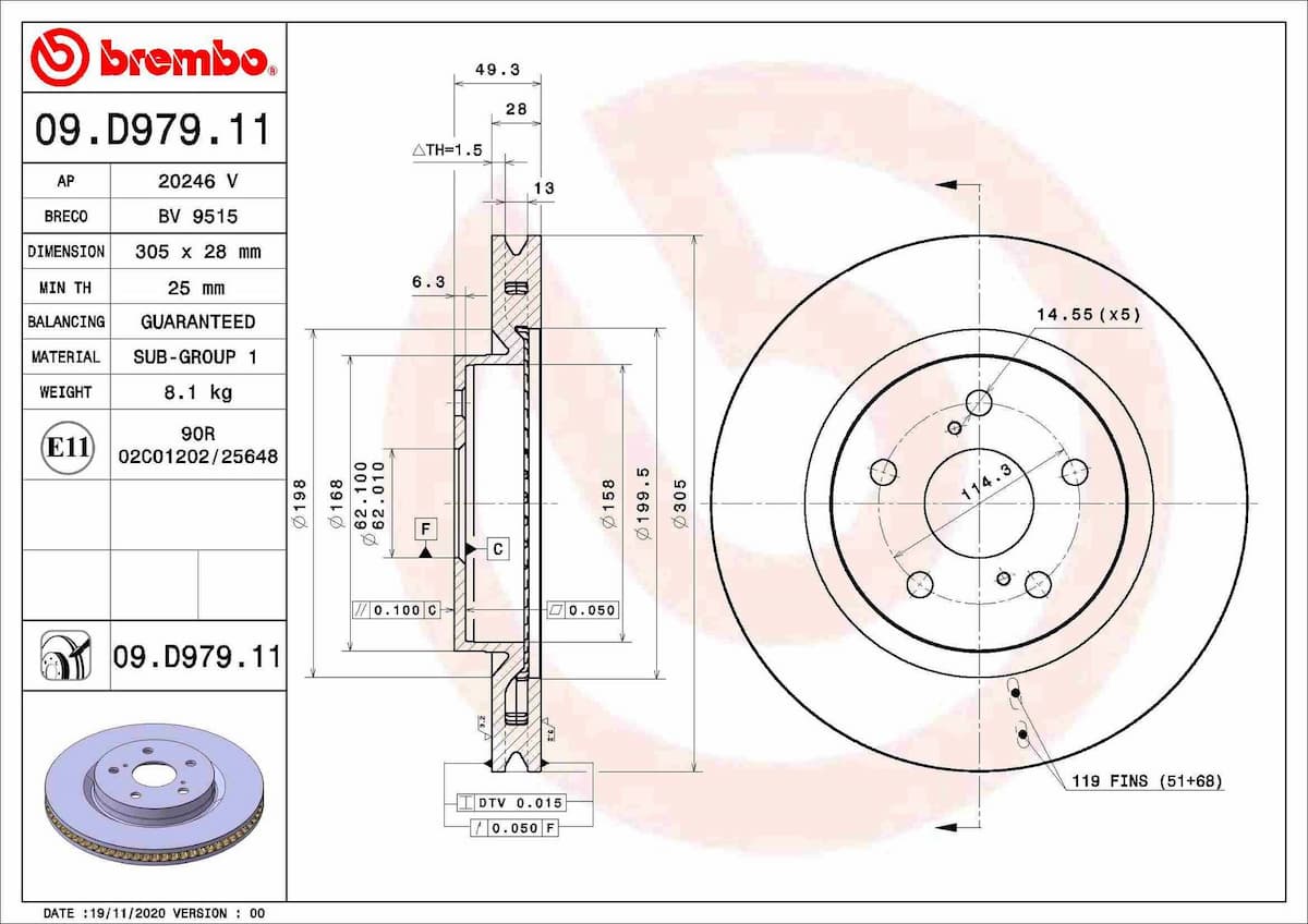 Bremžu diski BREMBO 09.D979.11 1