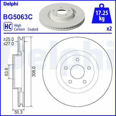 Bremžu diski DELPHI BG5063C 1