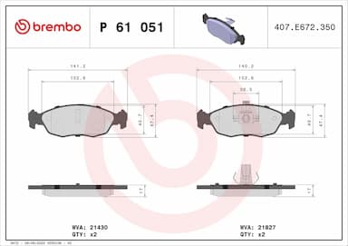 Bremžu uzliku kompl., Disku bremzes BREMBO P 61 051 1