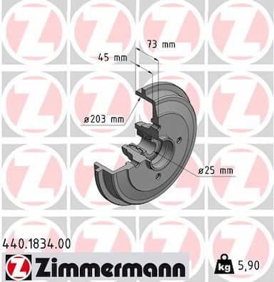 Bremžu trumulis ZIMMERMANN 440.1834.00 1