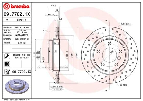 Bremžu diski BREMBO 09.7702.1X 1