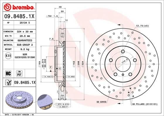 Bremžu diski BREMBO 09.8485.1X 1