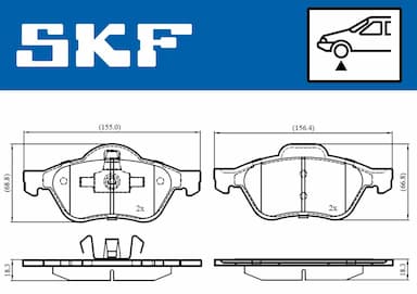 Bremžu uzliku kompl., Disku bremzes SKF VKBP 80309 2