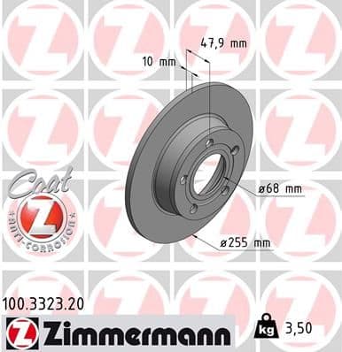 Bremžu diski ZIMMERMANN 100.3323.20 1