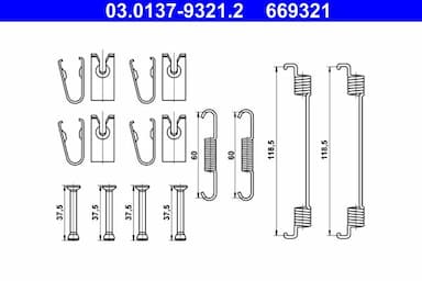 Piederumu komplekts, Bremžu loki ATE 03.0137-9321.2 1