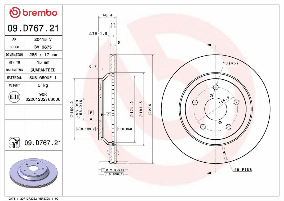 Bremžu diski BREMBO 09.D767.21 1