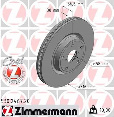 Bremžu diski ZIMMERMANN 530.2467.20 1