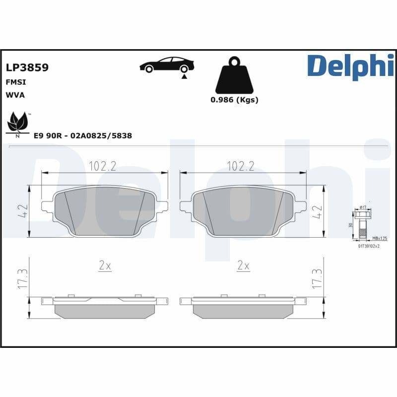 Bremžu uzliku kompl., Disku bremzes DELPHI LP3859 1