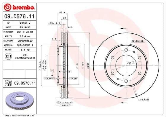 Bremžu diski BREMBO 09.D576.11 1