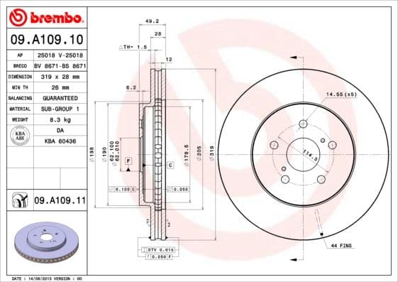 Bremžu diski BREMBO 09.A109.11 1