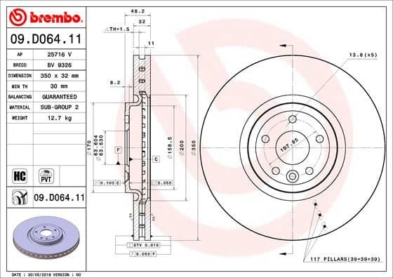 Bremžu diski BREMBO 09.D064.11 1