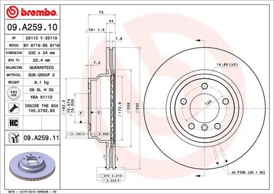 Bremžu diski BREMBO 09.A259.11 1