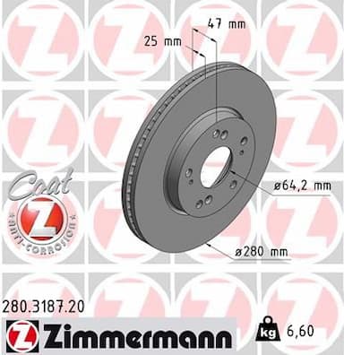 Bremžu diski ZIMMERMANN 280.3187.20 1