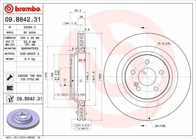 Bremžu diski BREMBO 09.B842.31 1