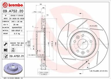 Bremžu diski BREMBO 09.A752.21 1