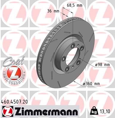 Bremžu diski ZIMMERMANN 460.4507.20 1