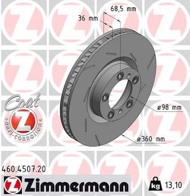 Bremžu diski ZIMMERMANN 460.4507.20 1