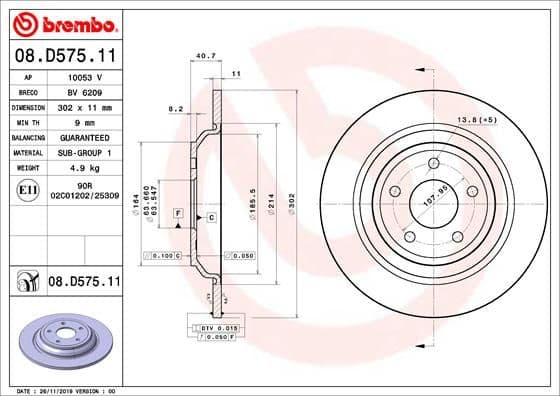 Bremžu diski BREMBO 08.D575.11 1