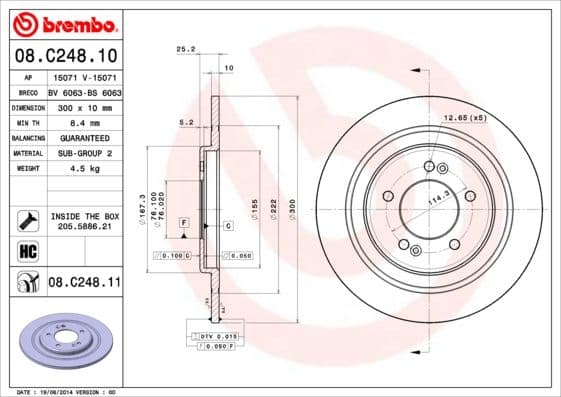 Bremžu diski BREMBO 08.C248.11 1