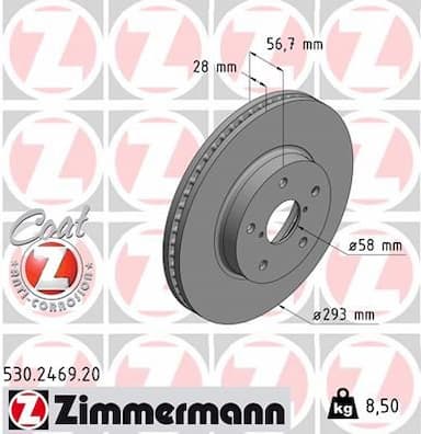 Bremžu diski ZIMMERMANN 530.2469.20 1