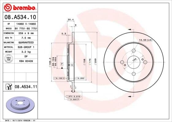 Bremžu diski BREMBO 08.A534.11 1