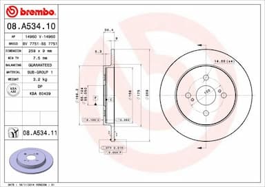 Bremžu diski BREMBO 08.A534.11 1