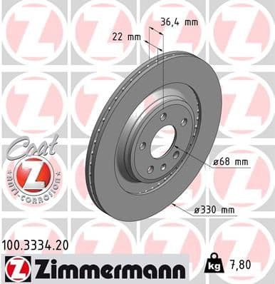 Bremžu diski ZIMMERMANN 100.3334.20 1