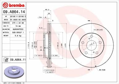 Bremžu diski BREMBO 09.A864.11 1