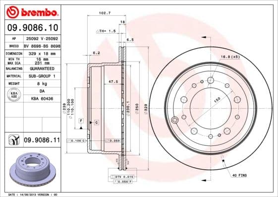 Bremžu diski BREMBO 09.9086.11 1