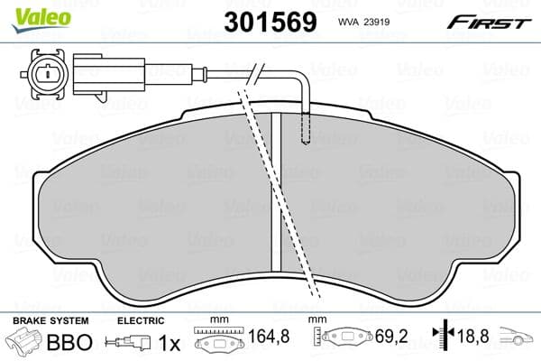 Bremžu uzliku kompl., Disku bremzes VALEO 301569 1