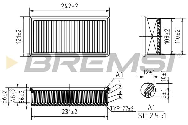 Gaisa filtrs BREMSI FA1067 1