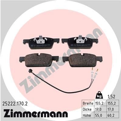 Bremžu uzliku kompl., Disku bremzes ZIMMERMANN 25222.170.2 1