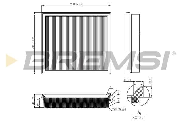 Gaisa filtrs BREMSI FA1181 1