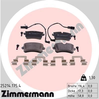 Bremžu uzliku kompl., Disku bremzes ZIMMERMANN 25214.175.4 1