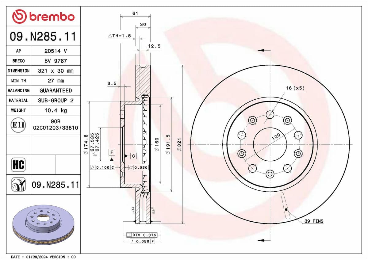 Bremžu diski BREMBO 09.N285.11 1