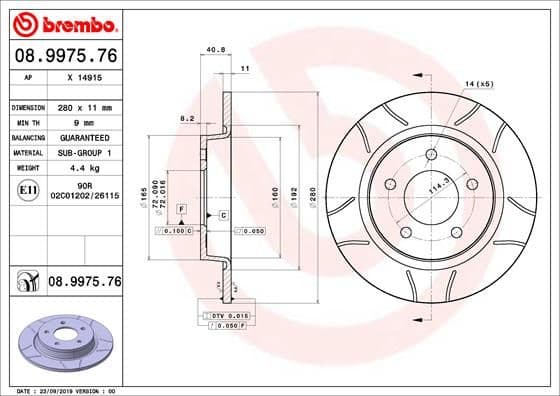 Bremžu diski BREMBO 08.9975.76 1