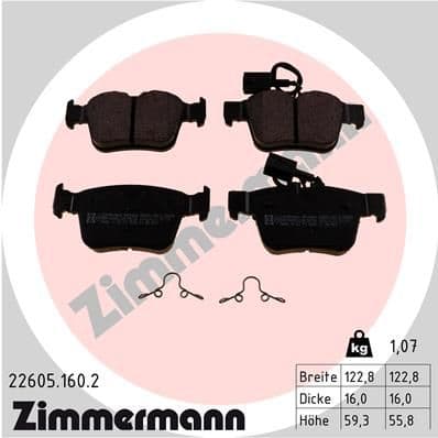 Bremžu uzliku kompl., Disku bremzes ZIMMERMANN 22605.160.2 1