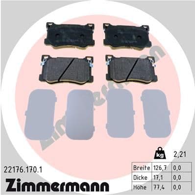 Bremžu uzliku kompl., Disku bremzes ZIMMERMANN 22176.170.1 1