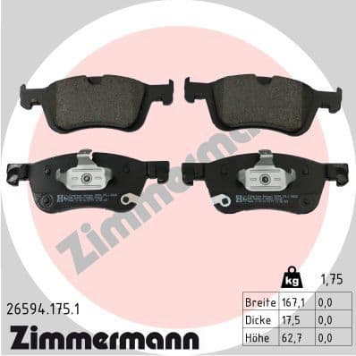 Bremžu uzliku kompl., Disku bremzes ZIMMERMANN 26594.175.1 1